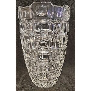 Large Heavy Block Cube Lens Lead Crystal Glass Vase